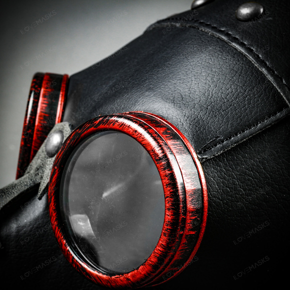 Steampunk Full Face Plague Doctor Mask - Black Red - Picture 10 of 10